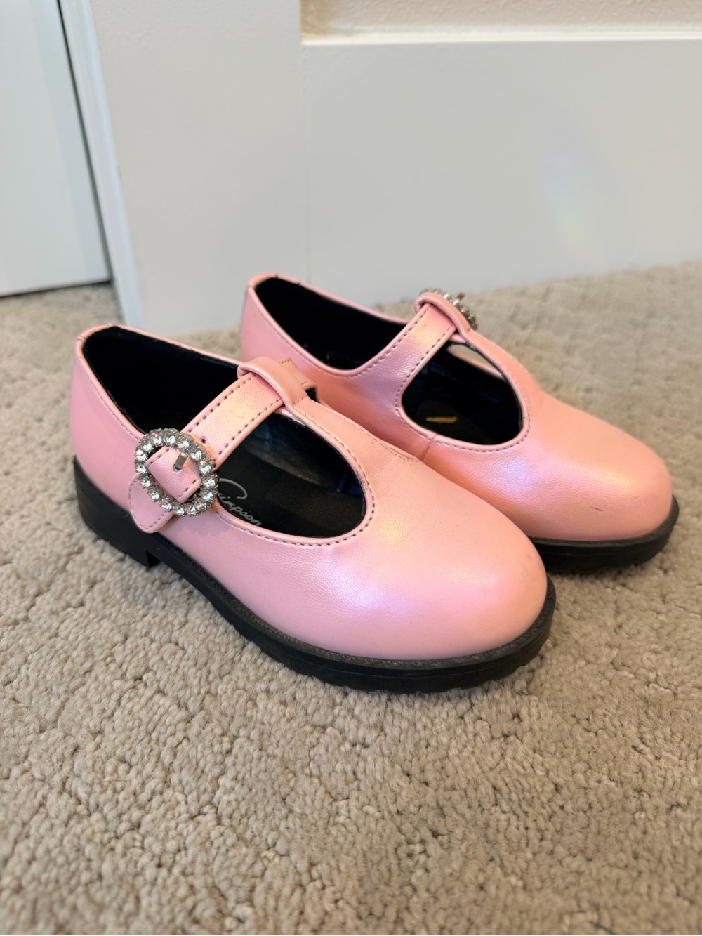 Jessica Simpson Pink T-Strap Mary Jane with Rhinestone Buckle